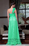 Green Grecian Prom Formal Evening Dress