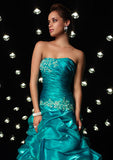 Teal Blue Strapless Ball Gown Home Coming Prom Formal Dress HB119A