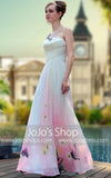 Pink Butterfly One Shoulder Formal Prom Evening Gown DQ830641