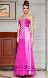 Strapless Jewled Pink Formal Prom Evening Dress