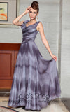 Grecian Gray V Neck Prom Formal Evening Dress