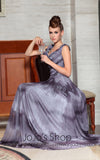 Grecian Gray V Neck Prom Formal Evening Dress
