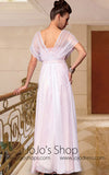 Modest Butterfly Sleeves White Formal Prom Evening Bridesmad Dress