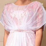 Modest Butterfly Sleeves White Formal Prom Evening Bridesmad Dress