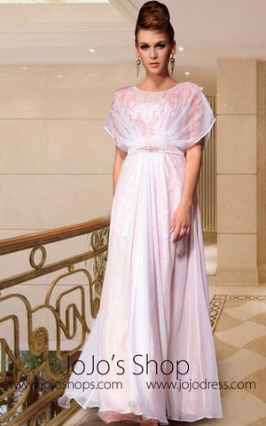 Modest White Chiffon Evening Dress