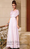 Modest Butterfly Sleeves White Formal Prom Evening Bridesmad Dress