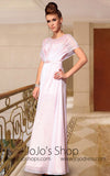 Modest Butterfly Sleeves White Formal Prom Evening Bridesmad Dress
