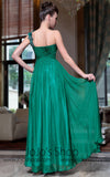 Grecian Green One Shoulder Empire Formal Prom Evening Dress