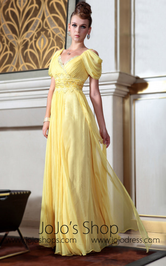 Yellow Regency Off Shoulder Prom Dress