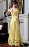 Yellow Empire Off Shoulder Formal Dress