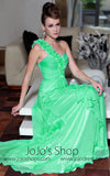 Green Grecian Prom Formal Evening Dress