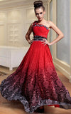 One Shoulder Red Multicolor Evening Dress