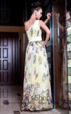 Grecian Yellow Multicolor Chiffon Prom Formal Evening Dress Backview