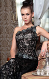 Classy Black Lace One Shoulder Evening Dress