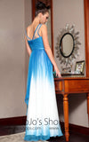 Grecian Blue and White V Neck Prom Formal Evening Dress