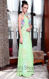 Green Halter Multicolor Evening Prom Formal Dress