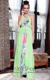Green Halter Multicolor Evening Prom Formal Dress