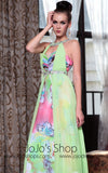 Green Halter Multicolor Evening Prom Formal Dress
