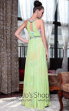 Green Halter Multicolor Evening Prom Formal Dress