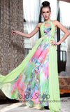 Green Halter Multicolor Evening Prom Formal Dress
