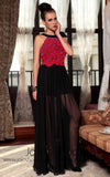 Back and Red Halter Evening Prom Dress