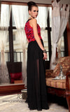 Back and Red Halter Evening Prom Dress
