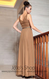 Brown V Neck Evening Dress