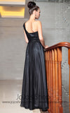Grecian Black One Shoulder Prom Formal Dress Back