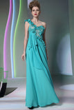 Turquiose Grecian One Shoulder Formal Prom Evening Dress DQ831063