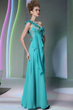 Turquiose Grecian One Shoulder Formal Prom Evening Dress DQ831063