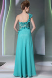 Turquiose Grecian One Shoulder Formal Prom Evening Dress DQ831063