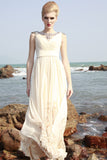 Grecian Vintage Champagne Modest Prom Pageant Evening Gown SA880599