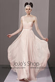 Blush Pink Grecian One Shoulder Prom Formal Evening Dress CX881308