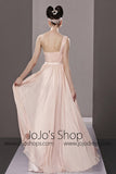 Blush Pink Grecian One Shoulder Prom Formal Evening Dress CX881308