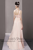 Blush Pink Grecian One Shoulder Prom Formal Evening Dress CX881308