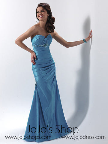 Blue Strapless Graduation Prom Formal Dress HB2013D