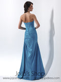 Blue Strapless Graduation Prom Formal Dress HB2013D