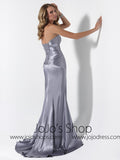 Silver Fit And Flare Formal Prom Evening Dress HB2019C