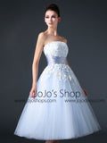 Blue Retro 50s Tea Length Prom Dress Formal Dress CC3005