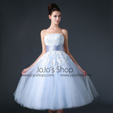 Blue Retro 50s Tea Length Prom Dress Formal Dress CC3005