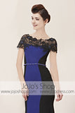 Purple Modest Lace Sleek Black Tie Formal Evening Cocktail Dress CX830016