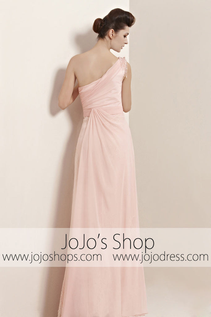 Blush Pink Grecian One Shoulder Goddess Pageant Evening Cocktail Dress jojos Blush Pink Grecian One Shoulder Goddess Pageant Evening Cocktail Dress jojos