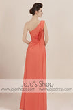 Orange One Shoulder Prom Formal Bridesmaid Evening Cocktail Dress CX830050