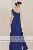 Grecian Blue One Shoulder Sleek Bridesmaid Evening Cocktail Dress CX830055