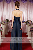 Navy Blue Halter Retro Hollywood Sexy Low Back Elegant Prom Formal Evening Dress CX830069