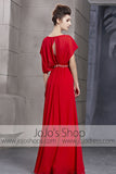 Crimson Red Chiffon Retro Kimono Style Evening Cocktail Dress CX830080