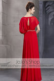 Crimson Red Chiffon Retro Kimono Style Evening Cocktail Dress CX830080