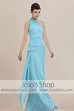 Turquiose Blue Halter Floor Length Prom Evening Cocktail Dress CX830081