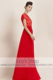 Red Slim Short Sleeves Stylish Runway Evening Cocktail Dress CX830088