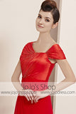 Red Slim Short Sleeves Stylish Runway Evening Cocktail Dress CX830088